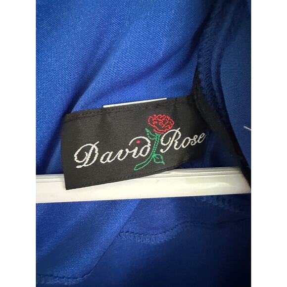 Vintage 80s Dynasty Cobalt Blue Dress Size 10 Draped Midi Length Sexy Party - Picture 2 of 12